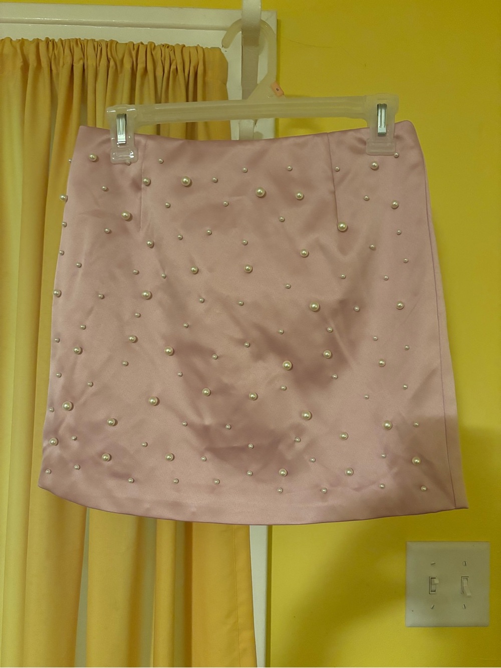 Pearl Accent Pastel Pink Mini Skirt